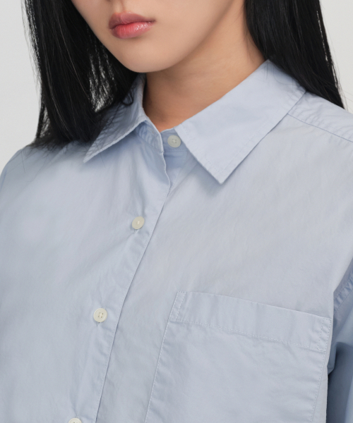 MUSINSA STANDARD WOMAN（ムシンサスタンダードウーマン）の「ウィメンズオーバーサイズウォッシュドポプリンシャツ[スカイブルー]（シャツ/ブラウス・レディース・その他・SMALL/MEDIUM/LARGE/X-SMALL）」の5枚目の写真