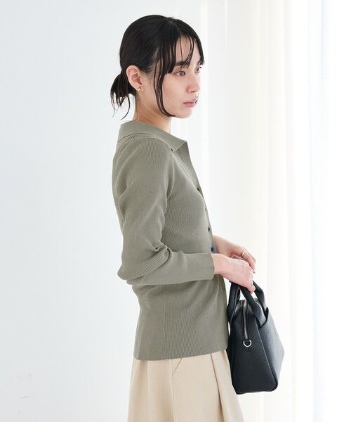 CRAFT STANDARD BOUTIQUE(クラフトスタンダードブティック)の「洗える/襟付きコンパクトリブニットカーディガン(カーディガン/ボレロ・レディース・サックスブルー/アイボリー/ベージュ/チャコールグレー・FREE)」の10枚目の写真