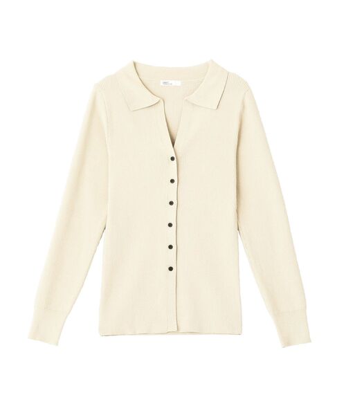 CRAFT STANDARD BOUTIQUE(クラフトスタンダードブティック)の「洗える/襟付きコンパクトリブニットカーディガン(カーディガン/ボレロ・レディース・サックスブルー/アイボリー/ベージュ/チャコールグレー・FREE)」の8枚目の写真