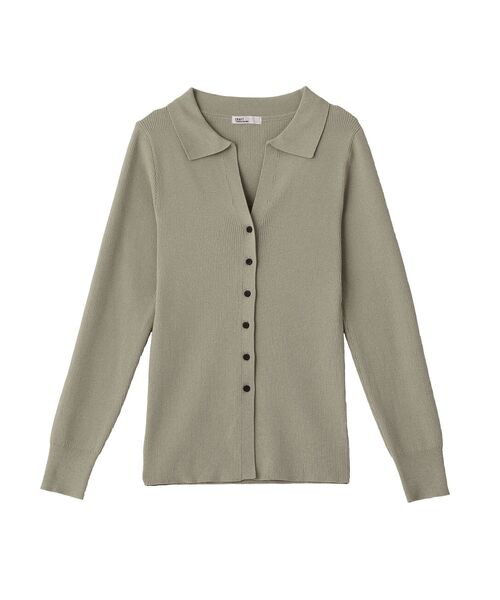 CRAFT STANDARD BOUTIQUE(クラフトスタンダードブティック)の「洗える/襟付きコンパクトリブニットカーディガン(カーディガン/ボレロ・レディース・サックスブルー/アイボリー/ベージュ/チャコールグレー・FREE)」の7枚目の写真