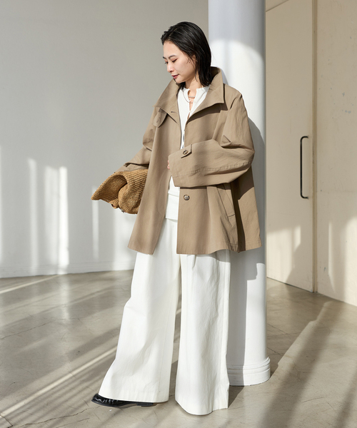 JOURNAL STANDARD（ジャーナルスタンダード）の「オーガニックコットンワッシャーテントコート（その他アウター・レディース・ベージュ/ネイビー・FREE）」の3枚目の写真