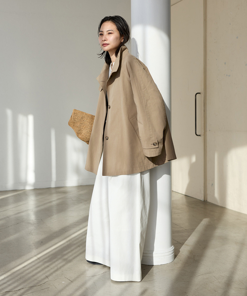 JOURNAL STANDARD（ジャーナルスタンダード）の「オーガニックコットンワッシャーテントコート（その他アウター・レディース・ベージュ/ネイビー・FREE）」の5枚目の写真