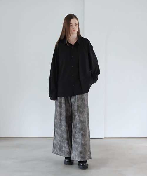 SOCCE（ソーシー）の「ヴィンテージ加工ワイドフレア合皮スラックス（スラックス・メンズ・ブルー系/ブラック/グレー系・S/M/L/XL）」の18枚目の写真