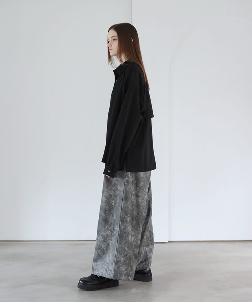 SOCCE（ソーシー）の「ヴィンテージ加工ワイドフレア合皮スラックス（スラックス・メンズ・ブルー系/ブラック/グレー系・S/M/L/XL）」の20枚目の写真