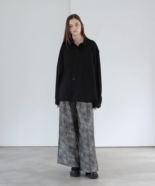 SOCCE（ソーシー）の「ヴィンテージ加工ワイドフレア合皮スラックス（スラックス・メンズ・ブルー系/ブラック/グレー系・S/M/L/XL）」の22枚目の写真