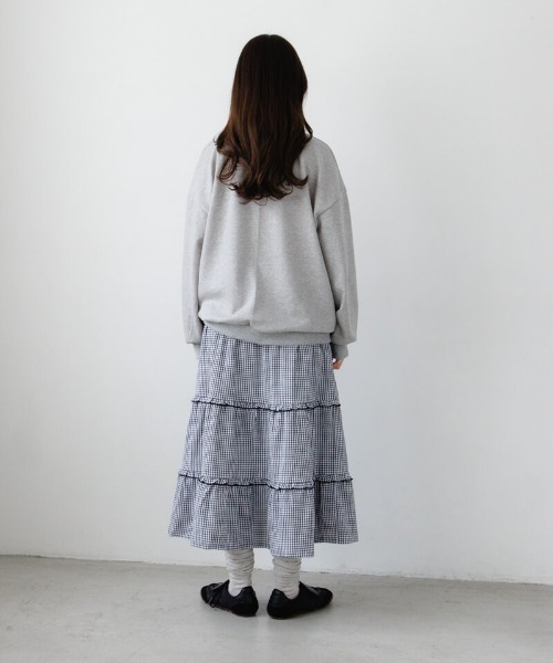 flower（フラワー）の「フリルギンガムスカート（スカート・レディース・ベージュ/ブラック・FREE）」の7枚目の写真