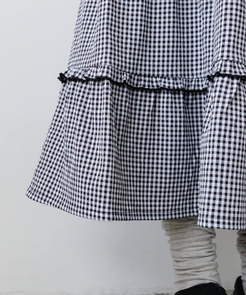 flower（フラワー）の「フリルギンガムスカート（スカート・レディース・ベージュ/ブラック・FREE）」の10枚目の写真