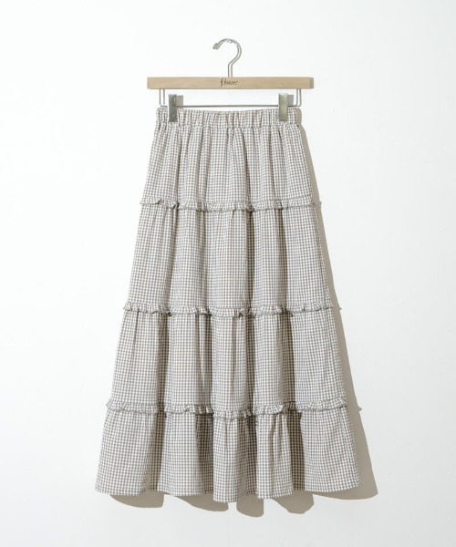 flower（フラワー）の「フリルギンガムスカート（スカート・レディース・ベージュ/ブラック・FREE）」の15枚目の写真
