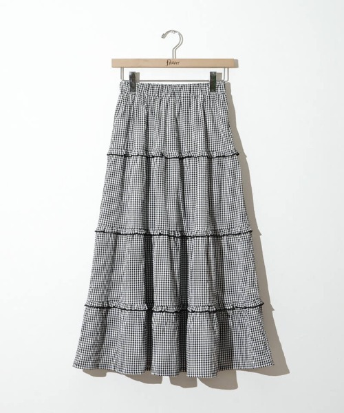 flower（フラワー）の「フリルギンガムスカート（スカート・レディース・ベージュ/ブラック・FREE）」の16枚目の写真