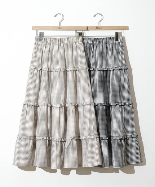 flower（フラワー）の「フリルギンガムスカート（スカート・レディース・ベージュ/ブラック・FREE）」の17枚目の写真