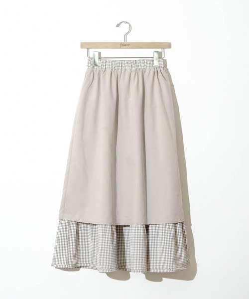 flower（フラワー）の「フリルギンガムスカート（スカート・レディース・ベージュ/ブラック・FREE）」の18枚目の写真