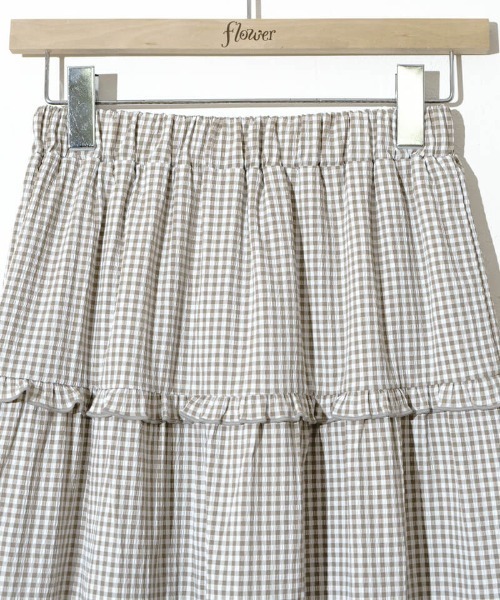 flower（フラワー）の「フリルギンガムスカート（スカート・レディース・ベージュ/ブラック・FREE）」の20枚目の写真