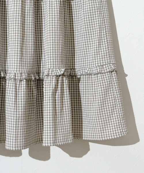 flower（フラワー）の「フリルギンガムスカート（スカート・レディース・ベージュ/ブラック・FREE）」の21枚目の写真