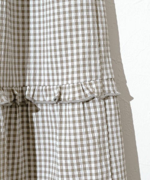 flower（フラワー）の「フリルギンガムスカート（スカート・レディース・ベージュ/ブラック・FREE）」の22枚目の写真