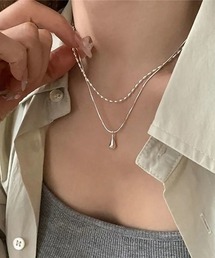 ARCHIVER | 【Bz】ドロップモチーフ レイヤードネックレス シルバー (DAY)(ネックレス)
