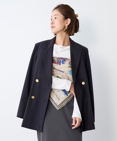 MICA&DEAL（マイカ＆ディール）の「ドライタッチダブルジャケット〈セットアップ対応〉（テーラードジャケット・レディース・ダークネイビー・FREE）」の6枚目の写真