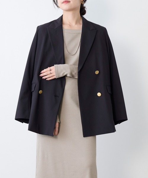 MICA&DEAL（マイカ＆ディール）の「ドライタッチダブルジャケット〈セットアップ対応〉（テーラードジャケット・レディース・ダークネイビー・FREE）」の10枚目の写真