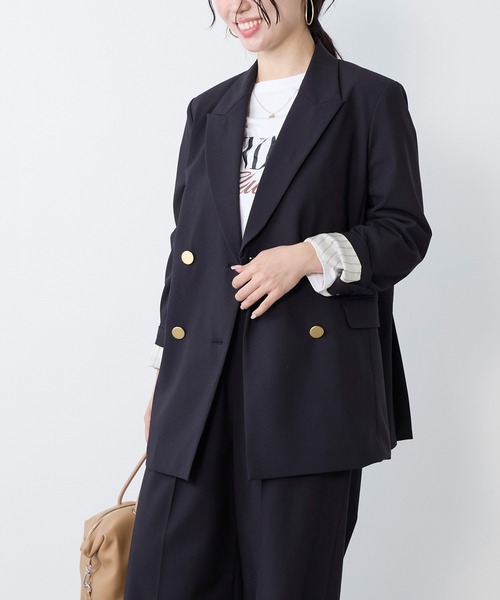 MICA&DEAL（マイカ＆ディール）の「ドライタッチダブルジャケット〈セットアップ対応〉（テーラードジャケット・レディース・ダークネイビー・FREE）」の14枚目の写真