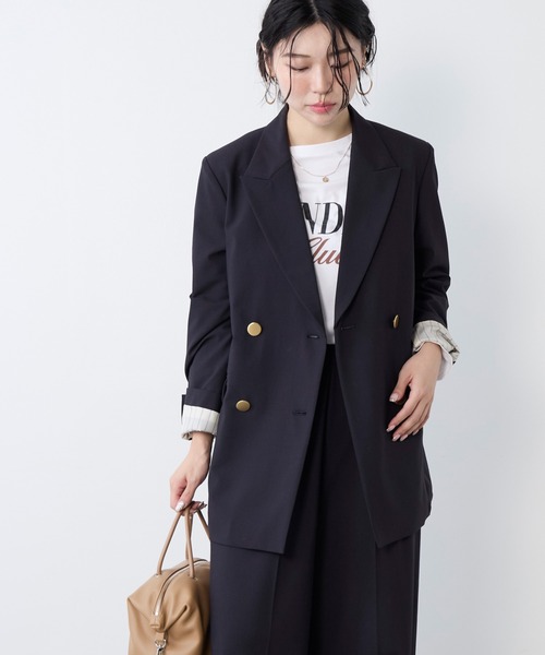 MICA&DEAL（マイカ＆ディール）の「ドライタッチダブルジャケット〈セットアップ対応〉（テーラードジャケット・レディース・ダークネイビー・FREE）」の16枚目の写真