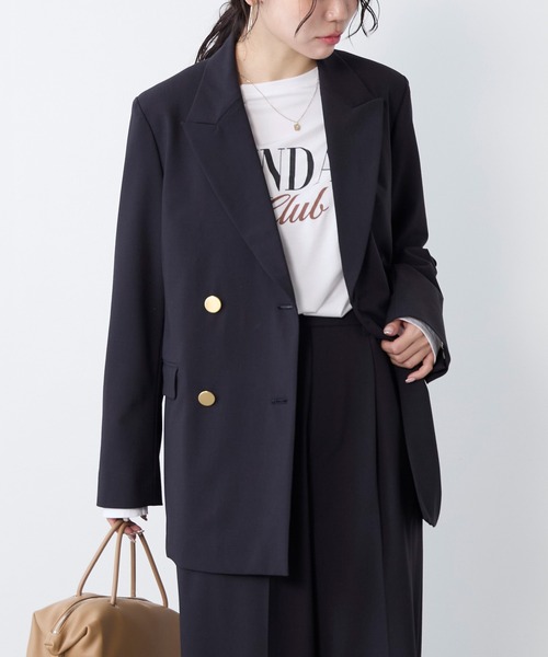 MICA&DEAL（マイカ＆ディール）の「ドライタッチダブルジャケット〈セットアップ対応〉（テーラードジャケット・レディース・ダークネイビー・FREE）」の18枚目の写真