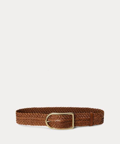 POLO RALPH LAUREN(ポロ ラルフ ローレン)の「ブレーデッド レザー ベルト(ベルト・レディース・ブラウン・M/S/XS)」の1枚目の写真