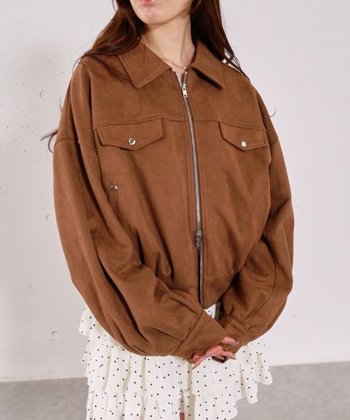 archives（アルシーヴ）の「スウェードブルゾン（ブルゾン・レディース・キャメル/アイボリー・MEDIUM）」の4枚目の写真