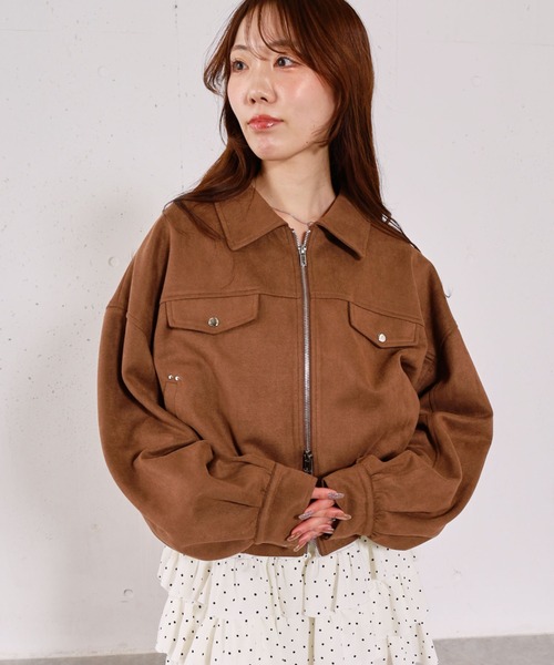 archives（アルシーヴ）の「スウェードブルゾン（ブルゾン・レディース・キャメル/アイボリー・MEDIUM）」の3枚目の写真