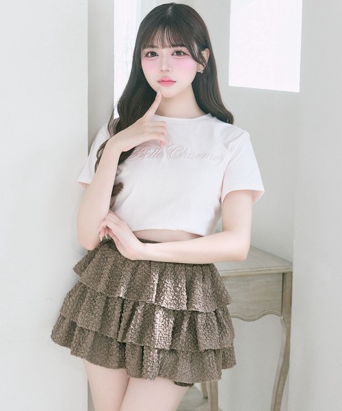 OLIVE des OLIVE（オリーブデオリーブ）の「【Belle Charme】Layered Frill Mini Skirt（スカート・レディース・ブラック/モカ/オフホワイト・FREE）」の3枚目の写真