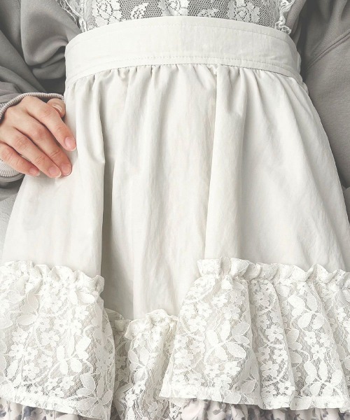 F i.n.t（フィント）の「【セットアップ対応】レースフリルミニスカート/fint フィント（スカート・レディース・アイボリー/ホワイト×パープル・FREE）」の5枚目の写真