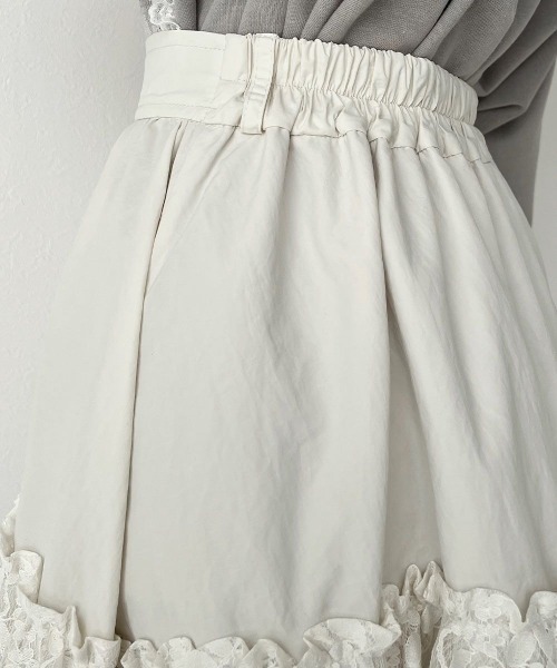 F i.n.t（フィント）の「【セットアップ対応】レースフリルミニスカート/fint フィント（スカート・レディース・アイボリー/ホワイト×パープル・FREE）」の7枚目の写真