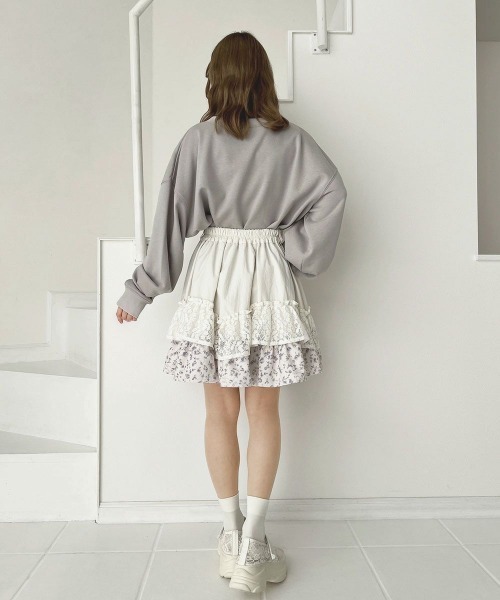 F i.n.t（フィント）の「【セットアップ対応】レースフリルミニスカート/fint フィント（スカート・レディース・アイボリー/ホワイト×パープル・FREE）」の9枚目の写真