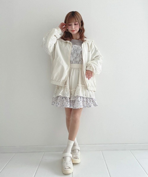 F i.n.t（フィント）の「【セットアップ対応】レースフリルミニスカート/fint フィント（スカート・レディース・アイボリー/ホワイト×パープル・FREE）」の10枚目の写真