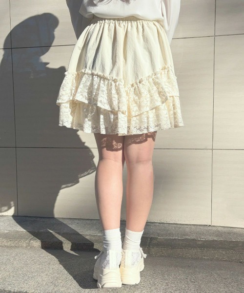 F i.n.t（フィント）の「【セットアップ対応】レースフリルミニスカート/fint フィント（スカート・レディース・アイボリー/ホワイト×パープル・FREE）」の12枚目の写真
