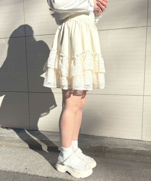 F i.n.t（フィント）の「【セットアップ対応】レースフリルミニスカート/fint フィント（スカート・レディース・アイボリー/ホワイト×パープル・FREE）」の13枚目の写真