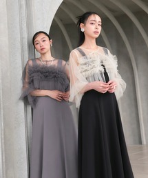 オケージョン 結婚式ドレス | チュール フリル ボレロ & ハイウエスト フレア ドレス | ワンピース・パーティードレス・オケージョンドレス・お呼ばれドレス・セレモニードレス
