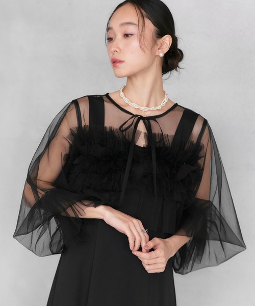 RUIRUE BOUTIQUE(ルイルエブティック)の「オケージョン 結婚式ドレス | チュール フリル ボレロ & ハイウエスト フレア ドレス | ワンピース・パーティードレス・オケージョンドレス・お呼ばれドレス・セレモニードレス(ドレス・レディース・ブラック×ベージュ/ブラック/グレー・S/M/L)」の20枚目の写真