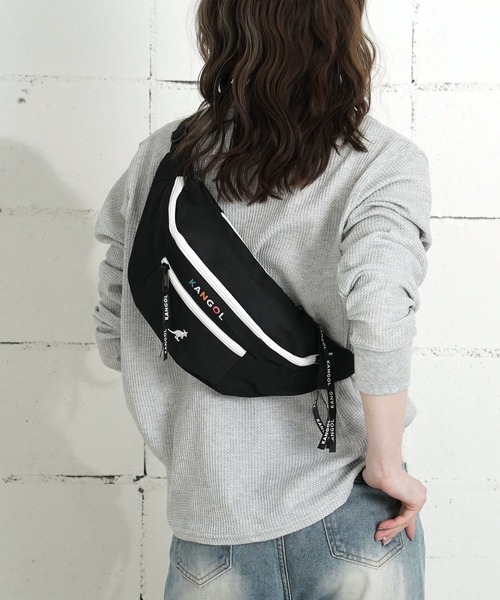 KANGOL（カンゴール）の「"06"≪KANGOL≫ブランドロゴマーク ウエストバッグ（ボディバッグ/ウエストポーチ・メンズ・ブラック×ホワイト/ブラック・ONE SIZE）」の5枚目の写真