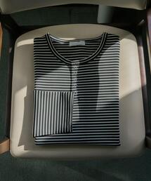 SENSE OF PLACE by URBAN RESEARCH（センスオブプレイスバイアーバンリサーチ）の「ボーダーヘンリーネックロングTシャツ（Tシャツ/カットソー）」