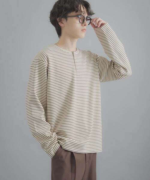 SENSE OF PLACE by URBAN RESEARCH(センスオブプレイスバイアーバンリサーチ)の「ボーダーヘンリーネックロングTシャツ(Tシャツ/カットソー・メンズ・アイボリー/ブラック/ホワイト系その他・MEDIUM/LARGE)」の22枚目の写真