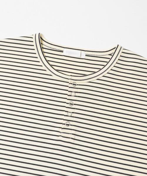 SENSE OF PLACE by URBAN RESEARCH(センスオブプレイスバイアーバンリサーチ)の「ボーダーヘンリーネックロングTシャツ(Tシャツ/カットソー・メンズ・アイボリー/ブラック/ホワイト系その他・MEDIUM/LARGE)」の10枚目の写真