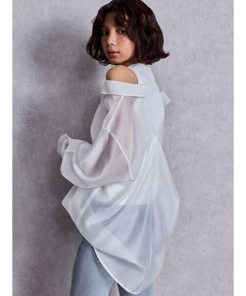 GYDA（ジェイダ）の「3WAYショルダーOPENシアードッキングシャツ（シャツ/ブラウス・レディース・その他1/ベージュ/オフホワイト・FREE）」の20枚目の写真