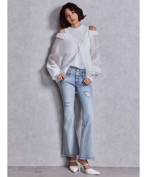 GYDA（ジェイダ）の「3WAYショルダーOPENシアードッキングシャツ（シャツ/ブラウス・レディース・その他1/ベージュ/オフホワイト・FREE）」の22枚目の写真