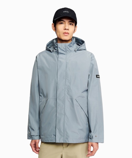 AIGLE(エーグル)の「GORE-TEX ゴアテックス 防風 透湿 防水 2レイヤー ジャケット RP / フード取り外し可(マウンテンパーカー・メンズ・ベージュ/ダークネイビー/グレー・XXL/XS/XL/S/M/L)」の9枚目の写真
