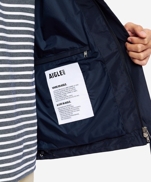 AIGLE(エーグル)の「GORE-TEX ゴアテックス 防風 透湿 防水 2レイヤー ジャケット RP / フード取り外し可(マウンテンパーカー・メンズ・ベージュ/ダークネイビー/グレー・XXL/XS/XL/S/M/L)」の20枚目の写真