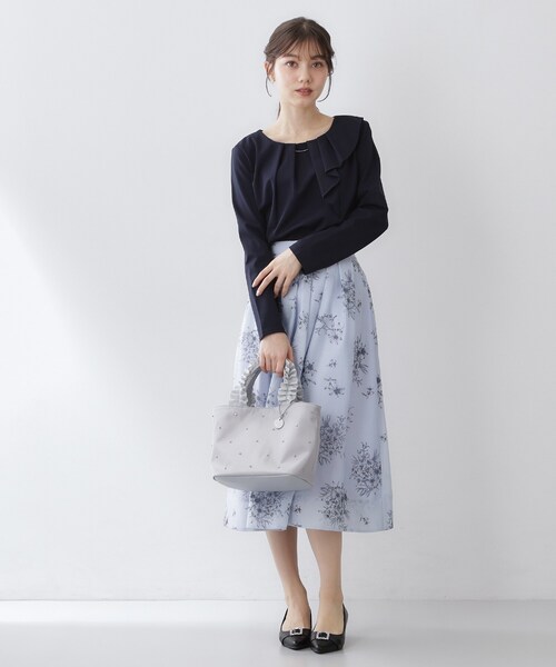 index(インデックス)の「アシメタックフリルバートップス【洗濯機OK】(Tシャツ/カットソー・レディース・ネイビー/サンドベージュ/オフホワイト・40/38/36)」の10枚目の写真