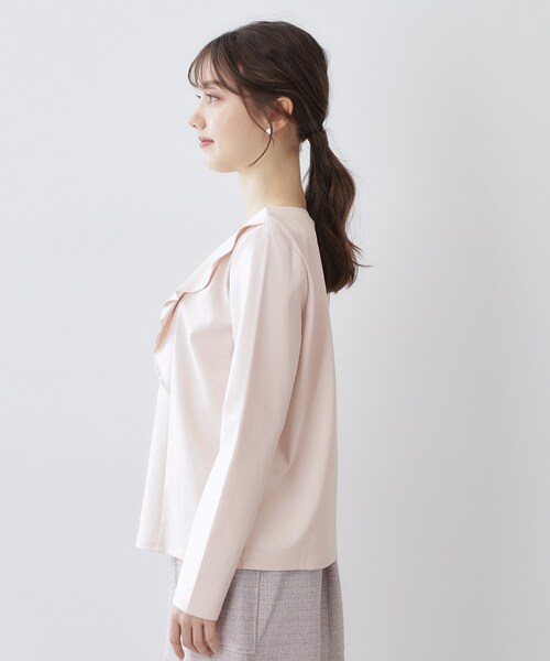 index(インデックス)の「アシメタックフリルバートップス【洗濯機OK】(Tシャツ/カットソー・レディース・ネイビー/サンドベージュ/オフホワイト・40/38/36)」の6枚目の写真