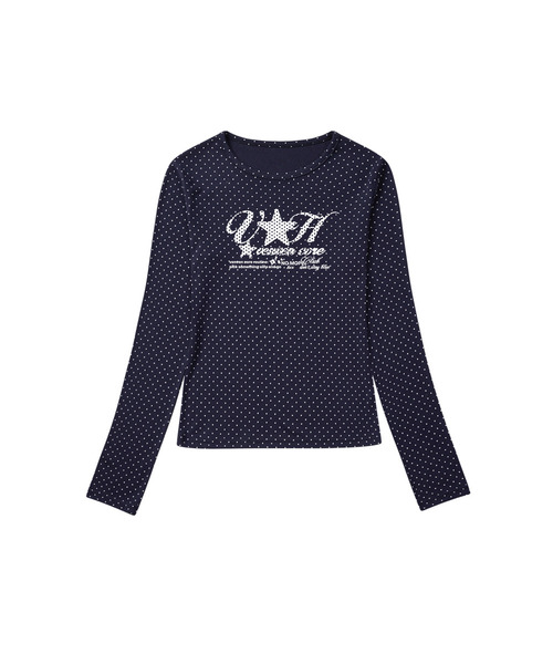 VENHIT(ベンヒット)の「VHスターロゴドットスリムフィットロングスリーブ_ネイビー(Tシャツ/カットソー・レディース・ネイビー・SMALL/MEDIUM/LARGE)」の1枚目の写真
