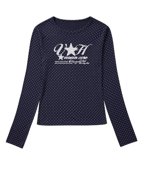VENHIT(ベンヒット)の「VHスターロゴドットスリムフィットロングスリーブ_ネイビー(Tシャツ/カットソー・レディース・ネイビー・SMALL/MEDIUM/LARGE)」の2枚目の写真