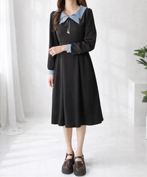 Dewlily（デューリリー）の「上品さが引き立つ大人フェミニン♪ 配色セーラーカラーロングワンピース（ワンピース）」