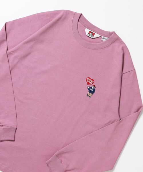 BEN DAVIS/WHITE LABEL（ベンデイビス ホワイトラベル）の「【BEN DAVIS（ベンデイビス）】HEART GORILLA L/S TEE / クルーネック ロンT 長袖 刺繍 ワンポイント ユニセックス レギュラーシルエット（Tシャツ/カットソー・メンズ・ブラック/ホワイト/ピンク系その他2・MEDIUM/LARGE/X-LARGE）」の3枚目の写真